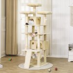 Frhnenha - arbre à chat xxl hauteur 194 cm, avec 3 grandes plate - formes, 2 niches spacieuses, 2 hamacs ... Frhnenha - arbre à chat xxl hauteur 194 cm, avec 3 grandes plate - formes, 2 niches spacieuses, 2 hamacs ...