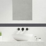 Plage - frise dcorative adhsive, arbora noir motif ventails noir et blanc, 5 cm x 300 cm