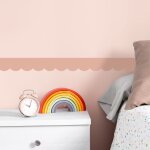 Plage - frise d�corative adh�sive, festonn�e rose, feston, 9 cm x 300 cm