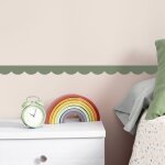 Frise dcorative adhsive, festonne vert, feston, vert olive, 5 cm x 300 cm