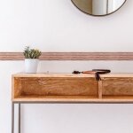 Plage - frise d�corative adh�sive, lignes horizontales, dessin�es, beige ros�, 5 cm x 300 cm