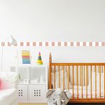Frise d�corative adh�sive, rayures, rose et blanc, rose p�le, tendance, 5 cm x 300 cm