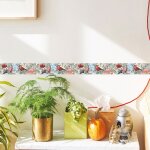 Frise d�corative adh�sive, frise william morris, nature fleurs oiseaux, 5 cm x 300 cm