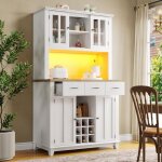 Buffet de cuisine avec Éclairage led - armoire haute buffet avec Étagères réglables - buffet avec Étagère ... Buffet de cuisine avec Éclairage led - armoire haute buffet avec Étagères réglables - buffet avec Étagère ...
