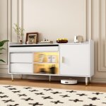 Frixovel - buffet avec et éclairage led - commode indépendante en bois vaisselier meuble de cuisine - ... Frixovel - buffet avec et éclairage led - commode indépendante en bois vaisselier meuble de cuisine - ...