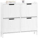 Sobuy - meuble chaussures d'entree avec 4 abattants, armoire  chaussures moderne, rangement chaussures ...