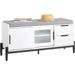 Fsr187 - w banc de rangement avec coussin rembourré, meuble bas entrée, commode à chaussure, banquette ... Fsr187 - w banc de rangement avec coussin rembourré, meuble bas entrée, commode à chaussure, banquette ...