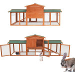 Wiltec clapier ? 2190 x 530 x 850 mm ? 2 tages ? toit bitum ? bois sapin ? avec rampe, enclos, maisonnette ...