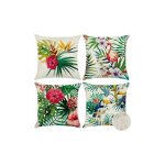 Fuhuida trading - extrieur housse de coussin, lot de 4 impermable plantes et fleurs tropicales et oiseaux ...