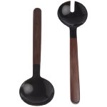 Full moon - couverts � salade en corne naturelle noire et bois de rose - 23cm - ustensiles de cuisine ...