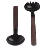 Full moon - couverts � salade en corne naturelle noire et bois de rose - 27cm - ustensiles de cuisine ...