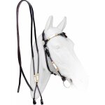Full, nero: bridon western en cuir tubulaire avec frontal en arc avec inserts en cuir brut, complet avec ...