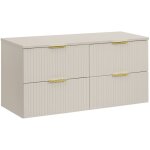 Furnidea - meuble de salle de bain suspendu sous double vasque avec plan 120 cm adel cachemire - 4 tiroirs, ...