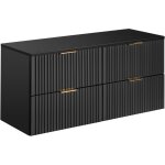 Furnidea - meuble de salle de bain suspendu sous double vasque avec plan adel noir 120 cm - 4 tiroirs ...