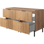 Furnidea - meuble sous double vasque avec plan sur pieds flow ch�ne craft 120 cm - 4 tiroirs - fa�ades ...