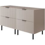 Furnidea - meuble sous double vasque sur pieds flow cachemire 120 cm - 4 tiroirs - fa�ades rainur�es