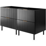 Furnidea - meuble sous double vasque sur pieds flow noir 120 cm - 2 tiroirs - fa�ades rainur�es