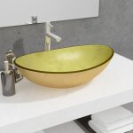 Jinlefu - furniture limited - lavabo verre tremp 54, 5x35x15, 5 cm dor