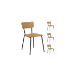 Furniture to go - lot de 4 chaises colier dcor chne et acier noir