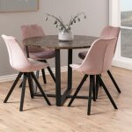Furniture to go - table  manger ronde 110x75 cm aspect marbre marron et noir