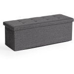 Furniturer banc de rangement en tissu de 110 cm, pouf pliable, coffre de rangement repose - pieds, coffre ...