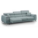 Divani. store - fusion canap avec 3 assises coulissantes en tissu doux antitache t05 260 cm bleu pastel ...