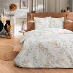 Future home - parure de lit 2 personnes satin de coton motif feuillage 260x240cm