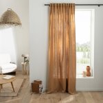 Future home - rideau uni en gaze de coton pattes caches  l'unit 140x300cm camel