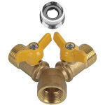 G1 / 2 en laiton arrosage de jardin 2 voies y tuyau splitter double tuyau adaptateur tuyau double connecteur ...