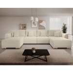 Bestmobilier - gabriel - canap� panoramique en u 7 places convertible avec coffre en tissu textur�