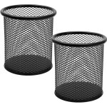 Gabrielle - 2 pcs pot a crayon en m�tal, pot crayon rond en m�tal, mesh multifonction pot � crayon, porte ...