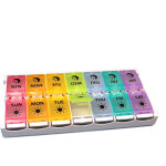 Gabrielle - bo�te � pilules bouton poussoir 14 compartiments facile � nettoyer distributeur semaine matin ...