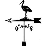 Girouette en mtal en forme de cigogne avec fixation sur toit, dcorations de jardin, indicateur de direction ...