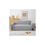 Gabrielle - housse de canap polyvalente toutes saisons, jet de canap entrelac gris et blanc avec ...