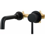 Gabrielle mitigeur lavabo noir 2 trous robinet mural encastr en laiton eau chaude et froide pour salle ...