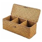 Gabrielle - panier de rangement avec couvercle rectangulaire coffre en osier avec compartiments organisable ...