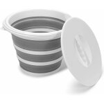 Gabrielle seau pliable 10 litres avec couvercle sceau retractable 10l en silicone et plastique pour camping, ...
