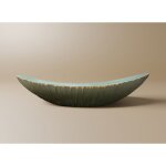 Deco in paris - coupelle ovale en polyrsine vert et dor 35 cm gaby