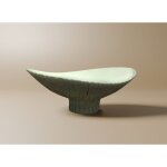 Coupelle ovale en polyrsine vert et dor 46 cm gaby