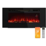 Galeras smart chemine lectrique effet de flamme murale - 1800 w, led raliste, contrle par appli & ...