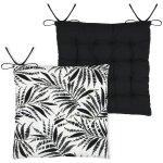 Galette de chaise carre feuillage tropical en coton ecru 38x38 cm