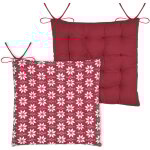Galette de chaise esprit chalet traditionnel en coton rouge 38x38 cm