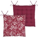 Galette de chaise motif fleurs rouge 38x38 cm