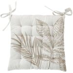 Galette de chaise pique motif nature ecru 38x38 cm