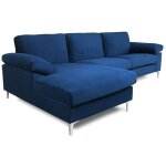 Concept - usine - canap d'angle gauche 4 - 5 places en velours bleu galway