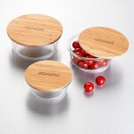 Gam'hotel - set de 3 bo�tes rondes en verre bambou - 400ml / 620ml / 950ml
