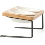 Gamelle en céramique pour animal domestique avec support en bambou massif chat Gamelle en céramique pour animal domestique avec support en bambou massif chat