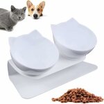 Gamelle chat, bol  double chat, 15inclinable support, antidrapant, pour rduire les douleurs au cou ...