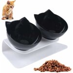 Gamelle chat, bol  double chat, 15inclinable support, antidrapant, pour rduire les douleurs au cou ...