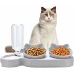 Gamelle chat double sur�lev�e, distributeur croquettes et eau pour chats et chiens automatique, inclinable ...